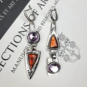 Vintage Style Geometric Triangle Metal Pendant Earrings